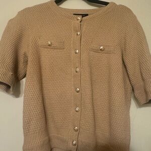 Ann Taylor Beige Button-Up Cardigan